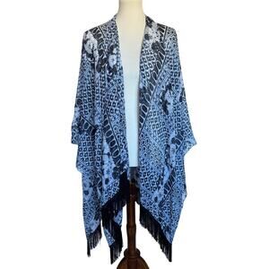 MAJE Fringe Print Poncho Cover Up